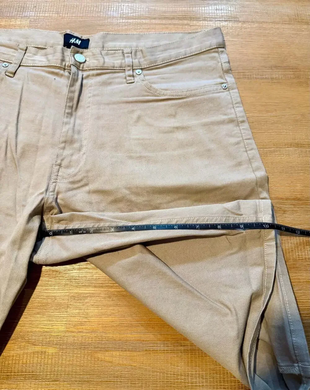 H&M Tan Cotton Blend Cuffed Denim Bermuda Shorts Size 33